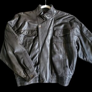 COLLEZIONE Vintage Men's Distressed 100%‎ Genuine Leather Bomber Jacket Size 40